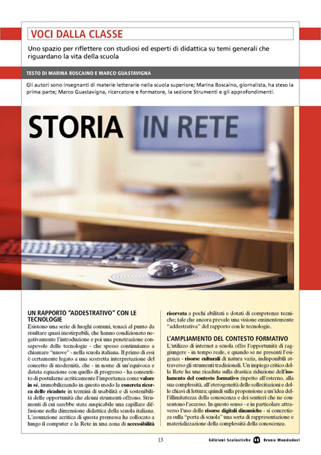 Articolo Storia in rete con Marina Boscaino